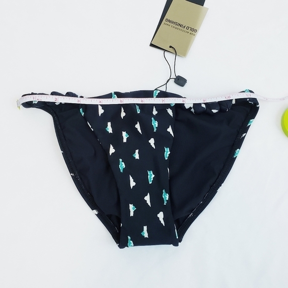 NWT Vix Paula Hermanny Dolce Knot Bikini Bottom Swimwear Black Teal - Picture 4 of 11